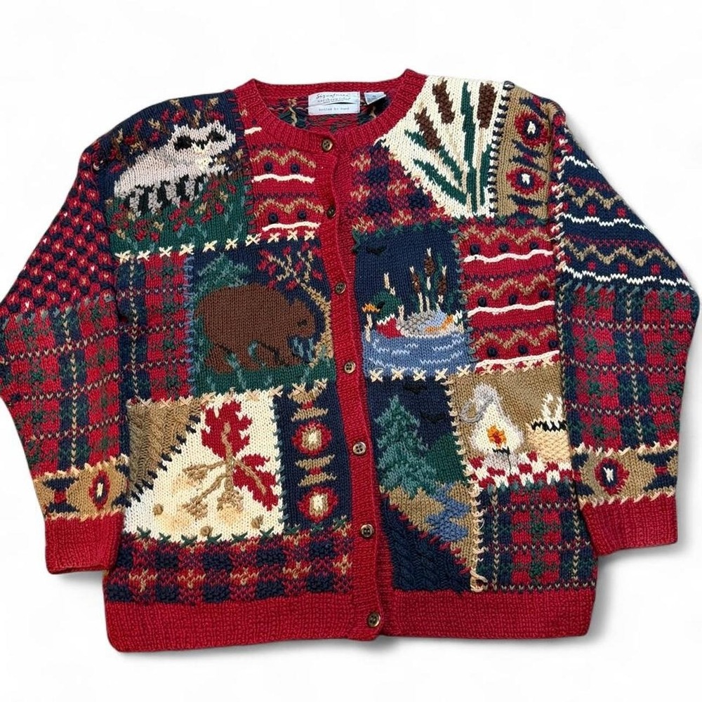 Vintage Signature By Northern Isles size XL Nature Cabin CoreKnit Cardigan